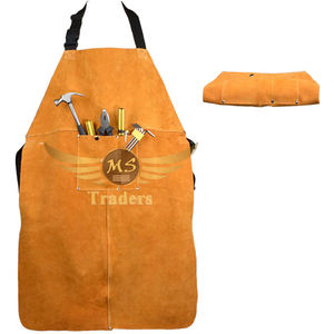 Heavy Duty para carpintería hombres mujeres cuero soldadura cuero delantal Metal trabajo calor resistente al fuego protección con bolsillos para herramientas - Product Image 4
