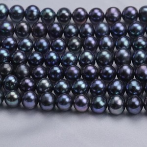 Casi redondo AA Real Natural Cultivado de agua dulce Pavo real Perla negra Perlas sueltas - Product Image 2
