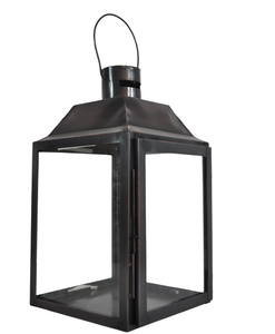 Petite lanterne décorative en métal noir avec verre transparent, lanterne à bougie en métal de haute qualité pour la décoration de la maison - Product Image 1