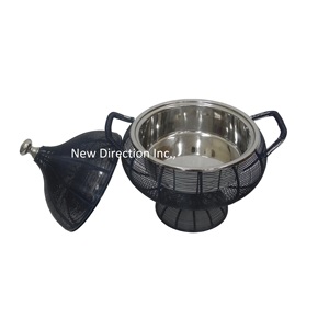 Olla para servidor de comida de Buffet con acabado antiguo, cazuelas de diseñador de Metal con alambre decorativo curvo a mano, olla para servir con asas - Product Image 2