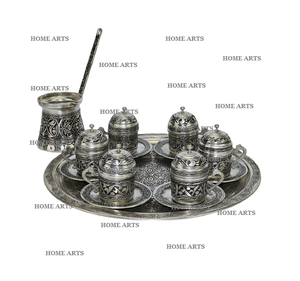 Aluminium Arabic <b>Tea</b> Serving <b>Cup</b> <b>Saucer</b> Set Etching Work Customized Size Aluminium <b>Cups</b> & <b>Saucers</b> - Product Image 1