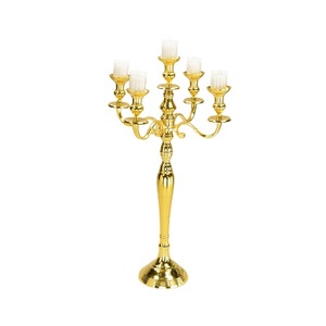 Candélabre en laiton de couleur or au design classique avec 5 bras, candélabre de la plus grande qualité pour la décoration de mariage et de fête - Product Image 6