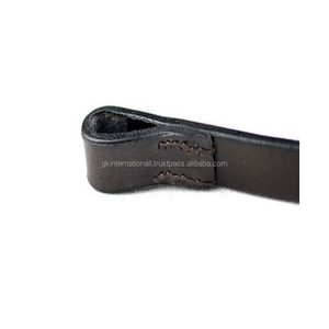 Banda de cejas de caballo de forma recta plana Lisa De cuero inglés negro de calidad fina clásica en COB completa y tamaños extra completos - Product Image 1