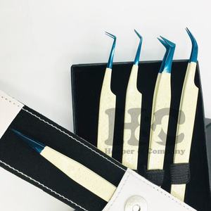 แหนบต่อขนตาสแตนเลสสีน้ำเงินกล่องบรรจุขนมิงค์ออกแบบโลโก้ได้ตามต้องการ - Product Image 3