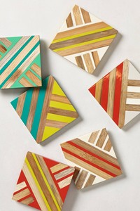 Dessous de verres multicolores en bois et en résine, pour bureau et table, forme carrée, couleur et forme personnalisés, fait à la main - Product Image 4