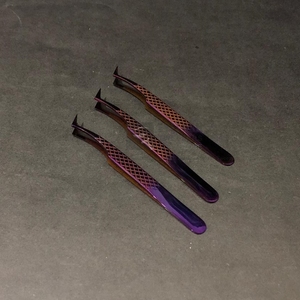 Pinzas de extensión de pestañas japonesas sostenibles de acero inoxidable, agarre de diamante, Color ciruela, herramienta de belleza de fibra de volumen probada a mano - Product Image 4