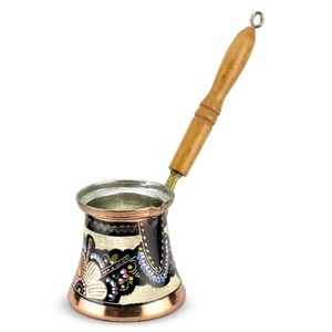 KAMRAN Copper Hammered <b>Turkish</b> <b>Coffee</b> <b>Pot</b> with Wooden Handle Eco-Friendly Reusable Portable Antique Design - Product Image 2