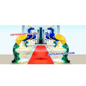 Tiges décoratives à thème de paon de mariage, en Fiber, pour couloir, décoration pour mariage - Product Image 1