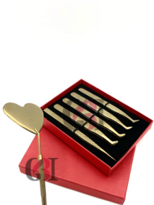 Vente en gros de pinces d'extension de cils Plasma or Slim Straight Boot Volume Instrument de beauté miroir en acier inoxydable avec design en forme de cœur - Product Image 4