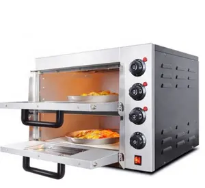 Listrik Komersial Peralatan Bakery Double 2 Lapisan Kue Pizza Oven