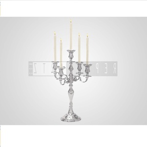 Candelabros decorativos de 5 brazos hechos a mano de aluminio y Metal de 16 pulgadas para el hogar y fiestas de boda decoración de acento del Día de San Valentín - Product Image 1