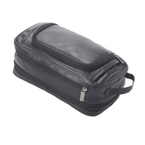 Sac à cosmétiques en cuir PU, Logo personnalisé de luxe, sac à fermeture éclair de couleur noire - Product Image 1