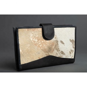 Véritable fourrure métallique faite à la main en cuir recyclé femmes pochette élégant trapu arc-en-ciel couleur multi-usage sac à main ATM porte-cartes portefeuilles - Product Image 2