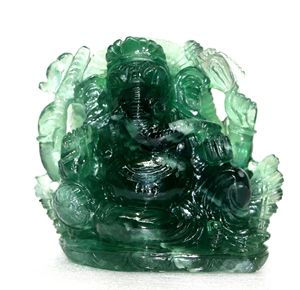 รูปปั้นพระพิฆเนศสีเขียว,งานฝีมือแกะสลักรูปปั้นทางจิตวิญญาณ Piedras Naturales หินคริสตัลบำบัด - Product Image 3