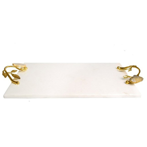 Plateau de service en marbre, design tendance, avec poignée de finition en or, décoration pour la maison, meilleure vente - Product Image 5