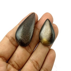 Piedra Cabujón de Piedra Solar en Tonos Gris Melocotón Natural - Product Image 1