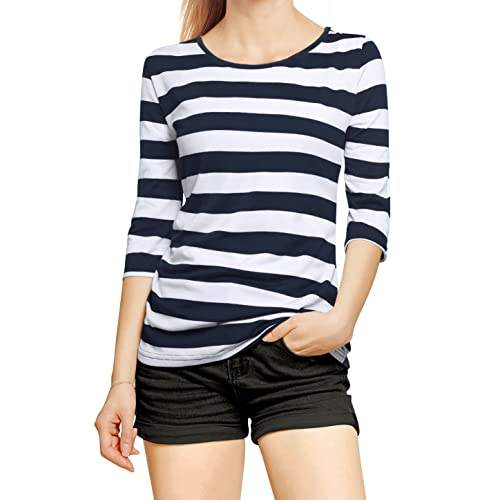 Women's Vertical Striped T Shirt Women's Casual Summer Short