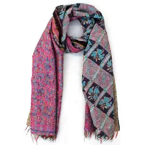 도매 인도 빈티지 kantha 패치 워크 실크 스카프 수제 패션 가역 shawls 및 스카프