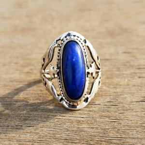 แหวนเงินแท้ 925 แบบปรับแต่งได้ งานแฮนด์เมด ดีไซน์หรูหรา ประดับพลอยลาพิส สำหรับงานแต่งงาน งานปาร์ตี้ ขายส่ง - Product Image 2
