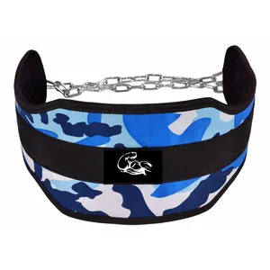 Custom dip Fitness Equipments Dip Belt With Chain For Weight Lifting Power Body Building with custom rubber logo