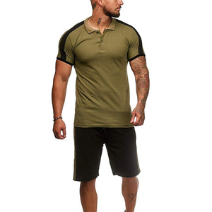 ชุดออกกำลังกายกล้ามเนื้อแขนสั้นลายทางสำหรับผู้ชาย,ชุดออกกำลังกายเสื้อยืดกางเกงขาสั้นสำหรับฤดูร้อน - Product Image 6