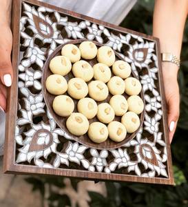 Plateau de service carré en bois de haute qualité, avec mère brillante de perle, meilleur choix pour Eid et Ramadan, livraison gratuite - Product Image 2