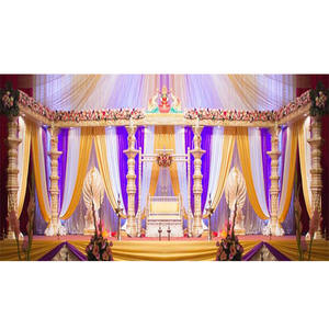 Escenario de recepción de India del Sur, decoración de escenario tradicional con pilares de desarrollo, bajo coste - Product Image 1