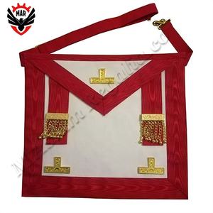 AASR-delantal de piel de cordero con bordado a mano, delantal rojo de piel de cordero, para casa, masónica, Regalia - Product Image 6