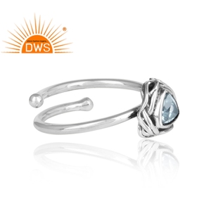 บิดแหวนออกซิไดซ์เงินผู้จัดจำหน่ายเครื่องประดับรุ้งมูนสโตน Herkimer เพชรเงินสเตอร์ลิงเครื่องประดับ - Product Image 3