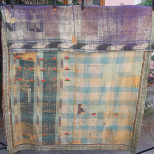 Venta al por mayor de algodón Vintage Kantha Throw con bordado hecho a mano y parche diseño de trabajo Dhurries muebles para el hogar y prendas de rediseño - Product Image 3