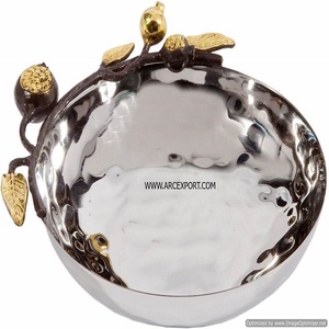 Bol de service en métal pour la maison Bol de service décoratif couleur or en feuille antique pour l'hôtel de mariage et les événements Bol de fêtes - Product Image 5