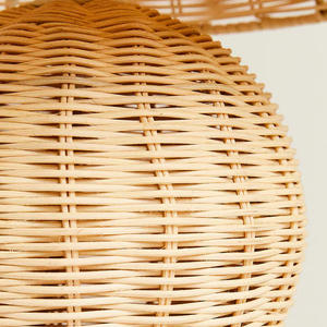 Lampe de Table tricotée à la main, abat-jour, lampe de TABLE en rotin tissé naturel - Product Image 5