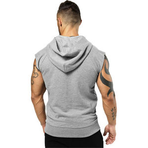 Débardeur à capuche de haute qualité pour hommes avec logo personnalisé respirant thermique Gym Fitness haut sans manches à la mode uni design vierge - Product Image 4