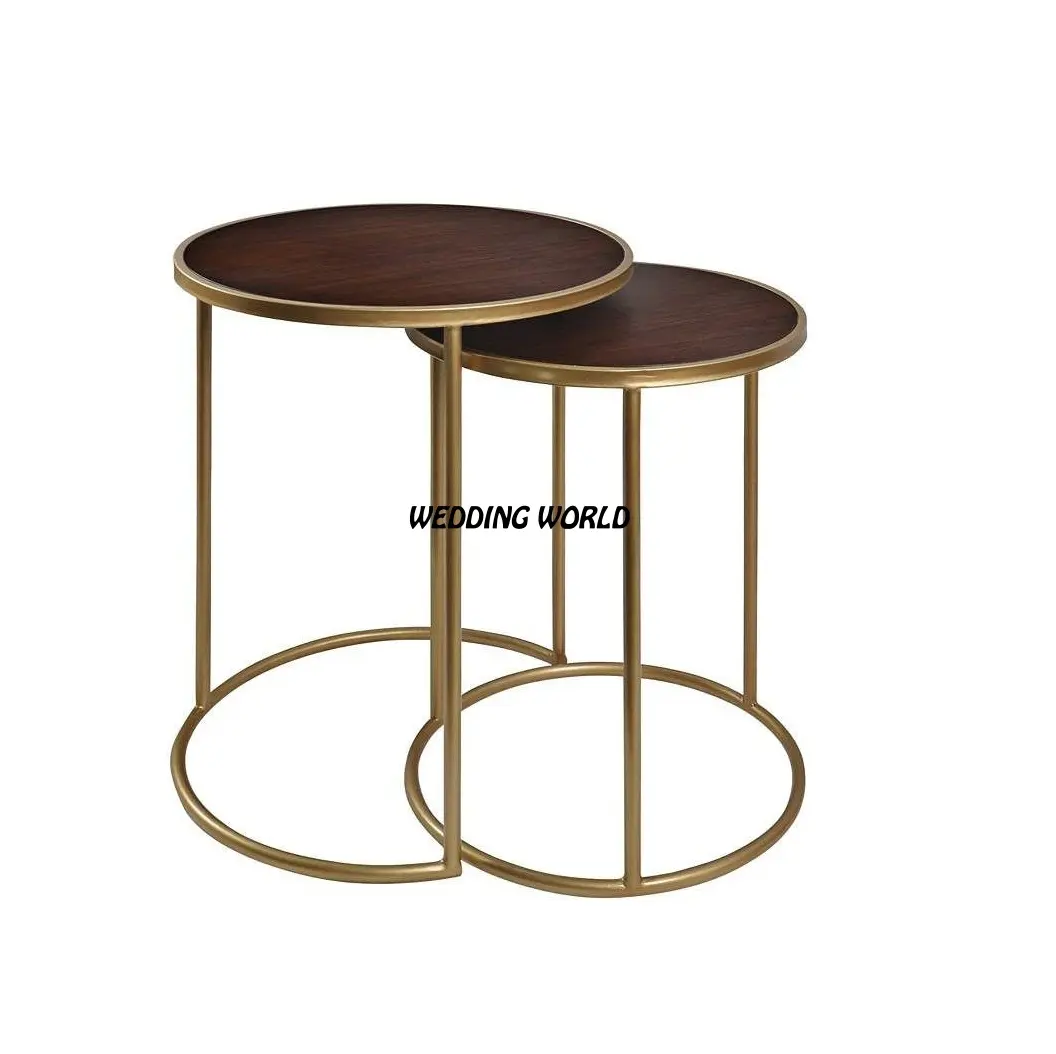 Set Van Twee Metalen Tafel Van Hoge Kwaliteit Handgemaakte Designer Middentafel Ronde Vorm Groothandel Luxe Nieuwe Metalen Salontafel