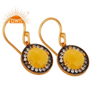 ต่างหูห้อยประดับพลอยมูนสโตนสีเหลืองธรรมชาติและเพชร CZ เงินแท้ 925 รุ่นขายดีประจำปี 2026 สำหรับผู้หญิง จากผู้ผลิตเครื่องประดับ - Product Image 2