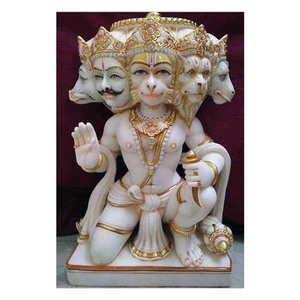 White Marble Hanuman God Panchmukhi Statue - Product Image 1