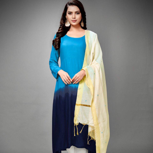 Nouveaux derniers vêtements décontractés indiens pour femmes Kurti + Palazzo et Dupatta tissu de rayonne en coton lourd prêt à l'emploi vêtements bon marché à bas prix - Product Image 1