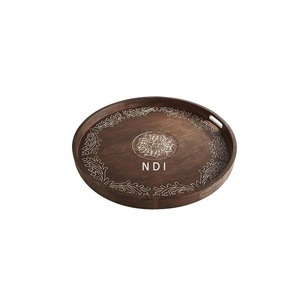 ถาดไม้วอลนัททรงกลมสำหรับใส่อาหารเช้าโต๊ะรับประทานอาหารในบ้านถาดเสิร์ฟอาหาร - Product Image 1