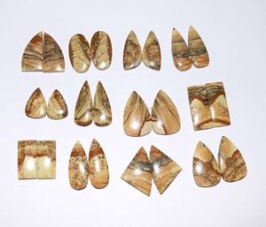 Cabochon rose naturel en vrac, paire de pierres précieuses jaspe pour la fabrication de bijoux, taille libre, vente en gros - Product Image 3