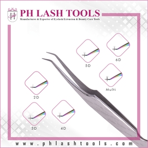 Pinzas de extensión de pestañas de acero inoxidable, con diseño de corte Base, pinzas de volumen y aislamiento, punta fina - Product Image 2