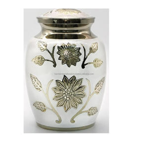 Top Classic And High Quality Brass Cremation Urns With <b>Strip</b> Gold And Brown <b>Wood</b> Finished Metal Funeral Urns For Human Ashes - Product Image 6