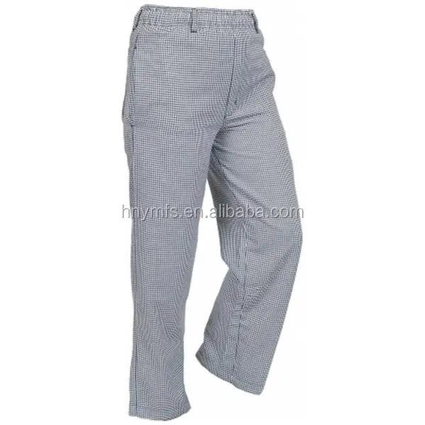 MenのLoose Work Wear Check Kitchen Restaurant Uniform Chef Trousers