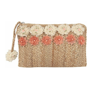 กระเป๋าถือสานทรงซองจดหมายแบบโบฮีเมียนสำหรับผู้หญิง ฤดูร้อน ขนาดใหญ่ มีซิป ใส่เหรียญได้ ทำด้วยมือ พร้อมพู่ห้อย - Product Image 1