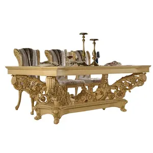 French Baroque Carved Wood Dining Table, Italy Top Brand Dining room Furniture, Antique European Dining Table