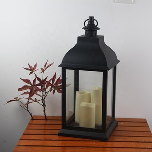 <span class=keywords><strong>Lanterne</strong></span> à bougie en plastique antique de grande taille avec 3 LED, lumière blanche chaude - Product Image 2