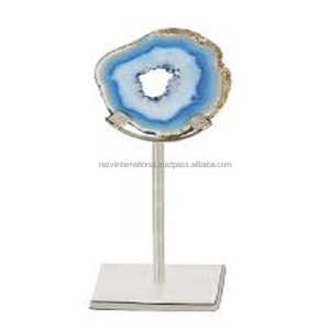 Premium Stand en métal doré avec sculpture de fantaisie en marbre agate Catégorie Produit - Product Image 2