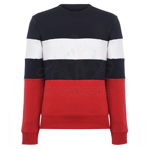 2021 OEM การออกแบบผ้าฝ้ายเทอร์รี่ฝรั่งเศสสีบล็อกขนาดใหญ่ผู้ชายเสื้อคอกลม - Product Image 1
