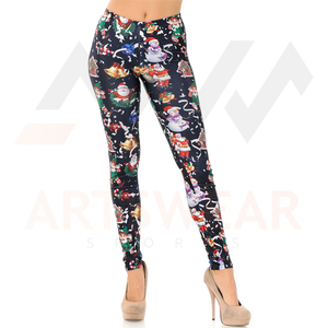 Legging personnalisé en polyester et spandex pour femmes, impression par sublimation de haute qualité, dernière conception à la mode, vêtement de fitness Capri pour dames - Product Image 6