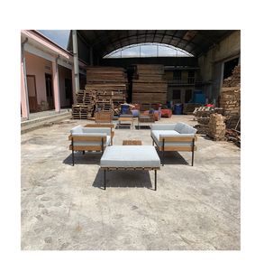 Canapé d'angle manuel en gros, grand, en bois d'acacia, combiné à un cadre en métal et en aluminium, salon, ensemble de canapés - Product Image 1