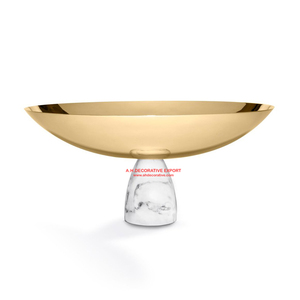 Nouveau design Bol à fruits en or avec base en marbre Bols à riz et à collations pour les restaurants et les hôtels Fournitures - Product Image 1